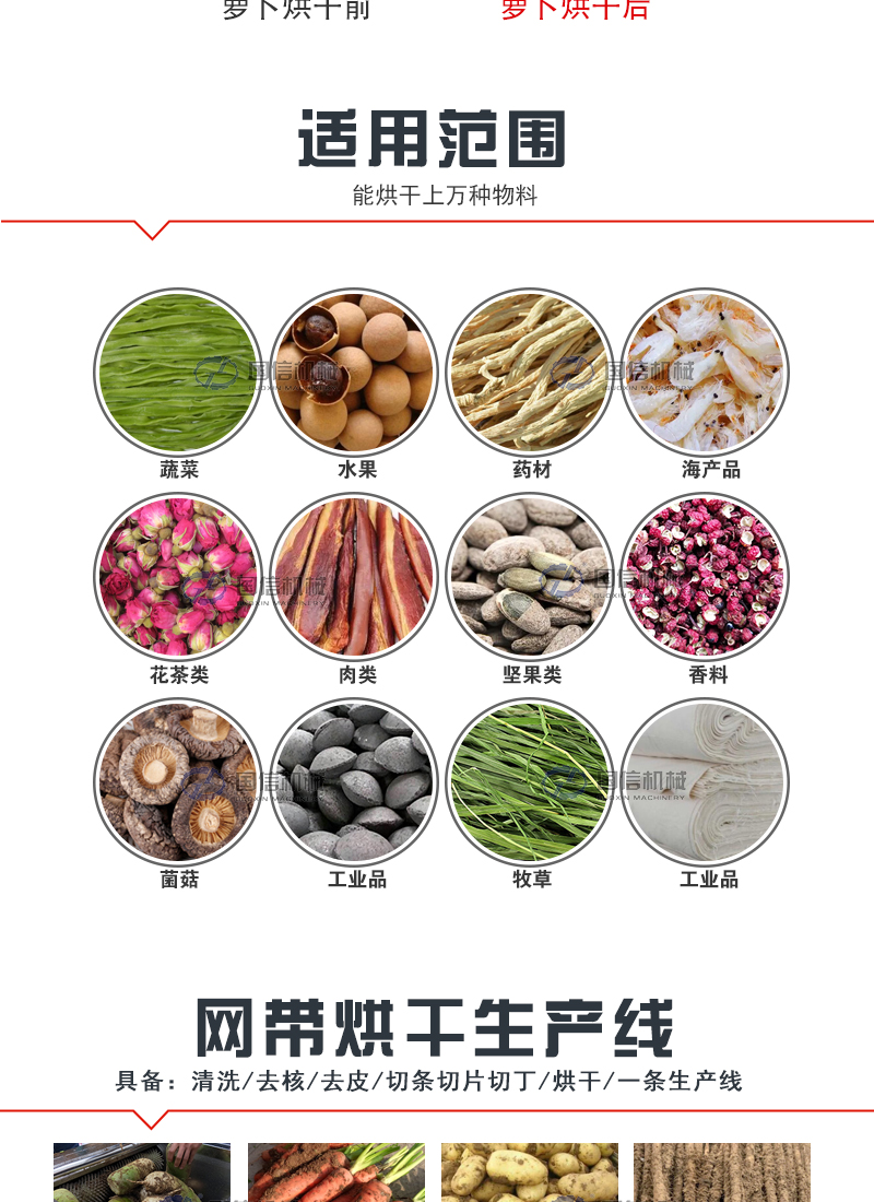 网带烘干机适用范围